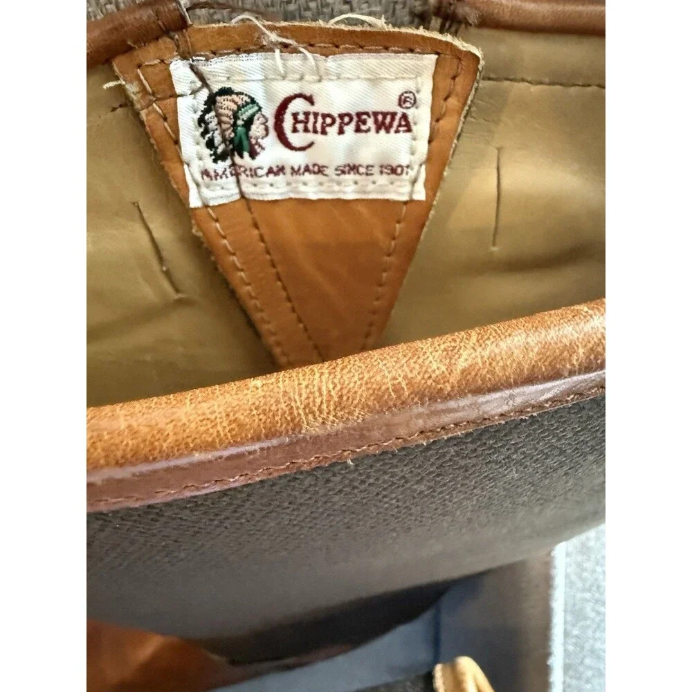 Chippewa 17” Canvas Leather Snake Hunting Boots Vibram Sole 8.5EE  23914